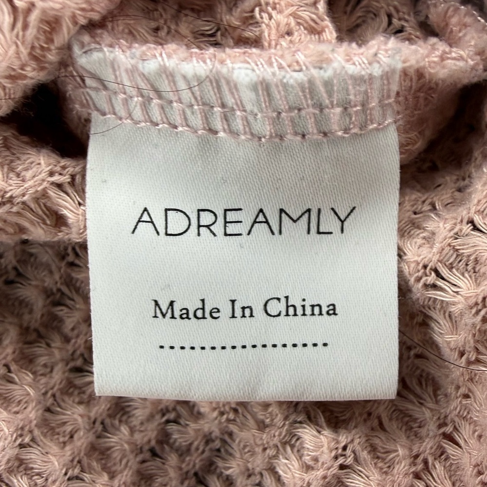 Blush Pink Waffle Knit V-Neck Sweater – Size Large - Picture 6 of 7